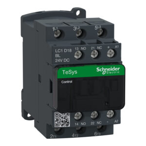 Schneider TeSys Control Deca Contactor - 3P CONT 9A AC3 5.5KW 1NO 1NC 24VDC LC-LC1D18BL_Image_1500